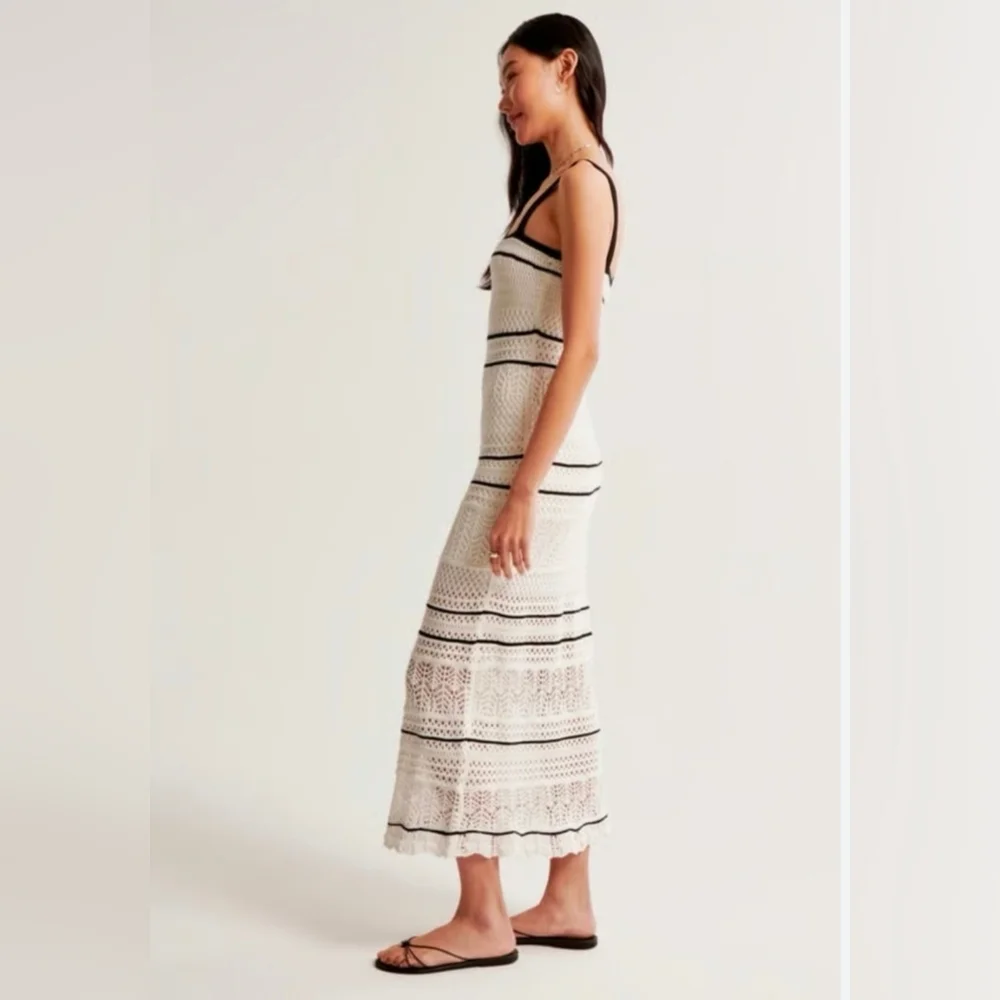 Abercrombie Black And White Crochet Maxi Dress